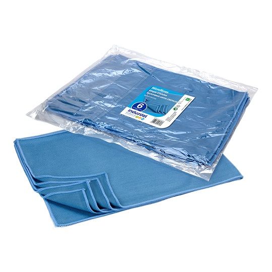 Pano Microfibra 40x30 cm Limpa Vidros  320 G/M2 Set 6 Unidades 