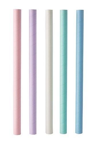 Palhinhas papel cores sortidas  12 mm x 20 cm Pack 50 Unidades