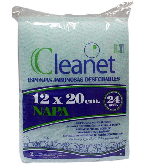 Esponjas ensaboadas descart�veis Napa 90 Gr Cleanet 12x20cm P 24 Unidades