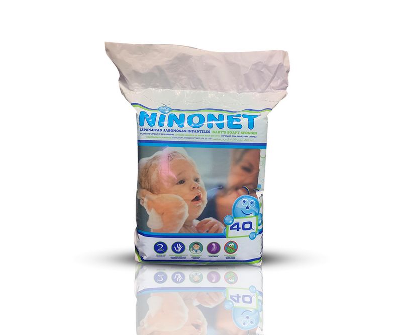 Esponjas com sab�o ultramacias para crian�as descart�veis 400Gr 40 Unidades