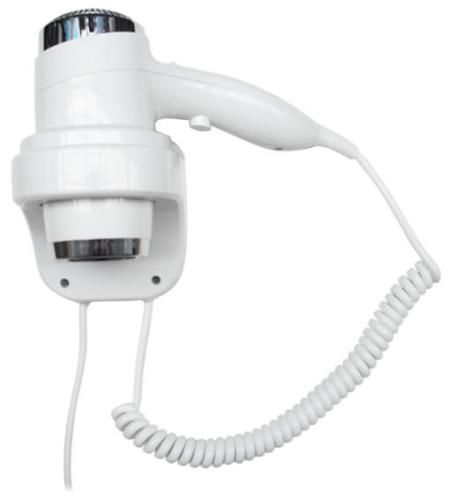 Secador de cabelo HOTELLINE montado na parede. 1800 - 2200 W. ABS branco