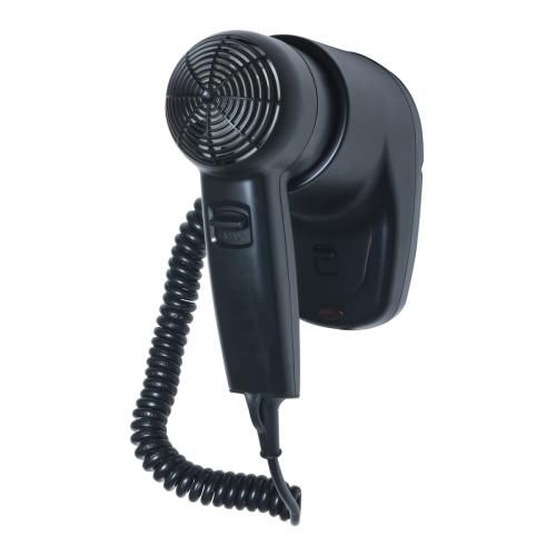 Secador de cabelo HOTELLINE montado na parede. 1200 W. ABS preto