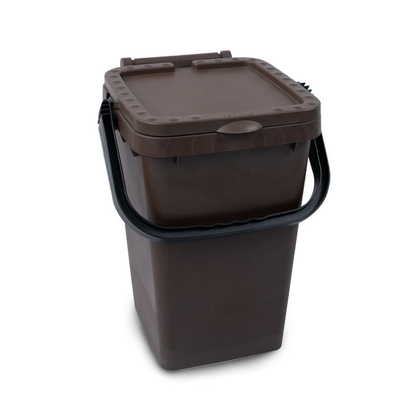 Contentor Porta-a-porta 35 L, castanho, com pega de pl�stico preta