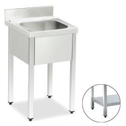 Lava-loi�a industrial de 1 cuba, com moldura 600 e prateleira. A�o inoxid�vel. Acabamento acetinado