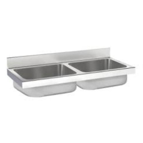 Lava-loi�a industrial de 2 cubas, sem moldura. A�o inoxid�vel. Acabamento acetinado