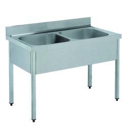 Lava-loi�a industrial de 2 cubas, com moldura 700. A�o inoxid�vel. Acabamento acetinado