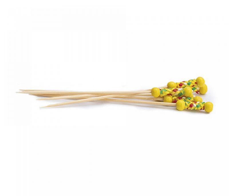 Espetos de Bamb� fruit picks amarelo 120mm