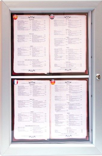 PORTA-MENU LUMINOSO 4xDIN-A4 52,3x69,5x3,2 CM PRATEADO METAL (1 UNIDADE)