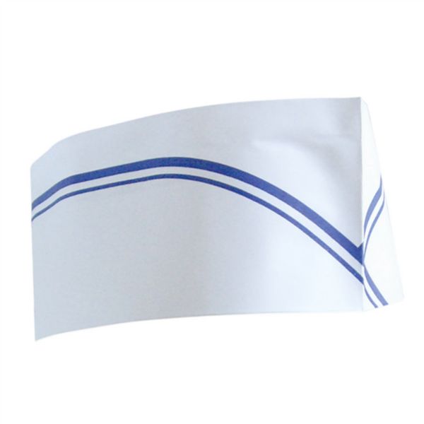 GORRO DE COZINHA AJUST�VEL BARCO LINHAS AZUIS 28 CM BRANCO PAPEL (100 UNIDADE)