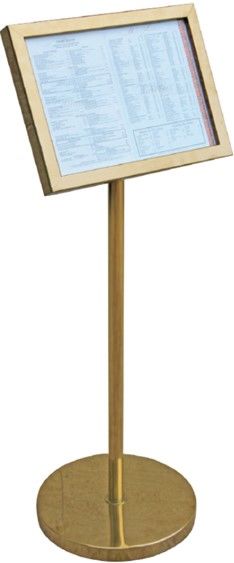 PORTA-MENUS DIN-A3 COM P� INCORPORADO 27,5x115 CM DOURADO METAL (1 UNIDADE)