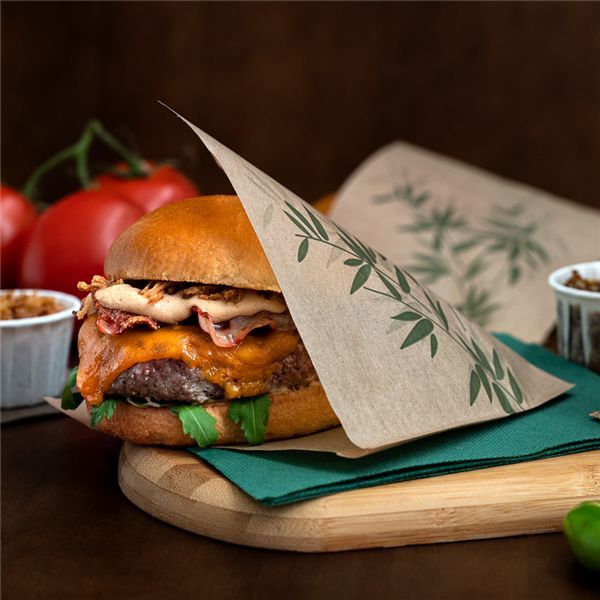 PAPEL ANTI-GORDURA ABERTO 2 LADOS FAST FOOD 'FEEL GREEN' 34 G/M2 16x16,5 CM NATURAL PERG.ANTI-GORDURA (500 UNIDADE)