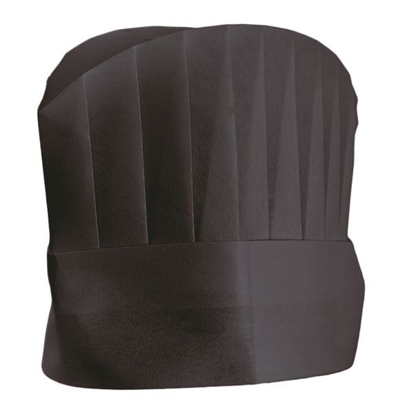 Touca / Gorro de chefe continental 20 CM preto AIRLAID 10 Unidades