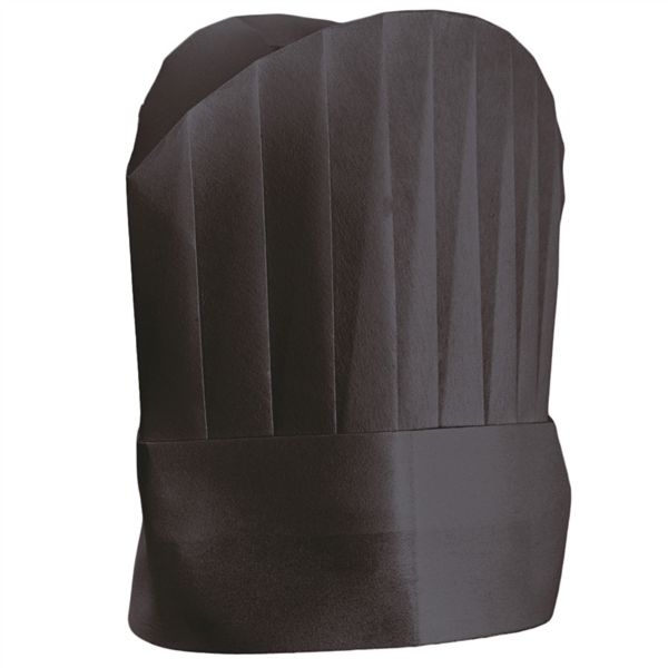 Touca / Gorro de chefe continental 25 CM preto AIRLAID 10 Unidades