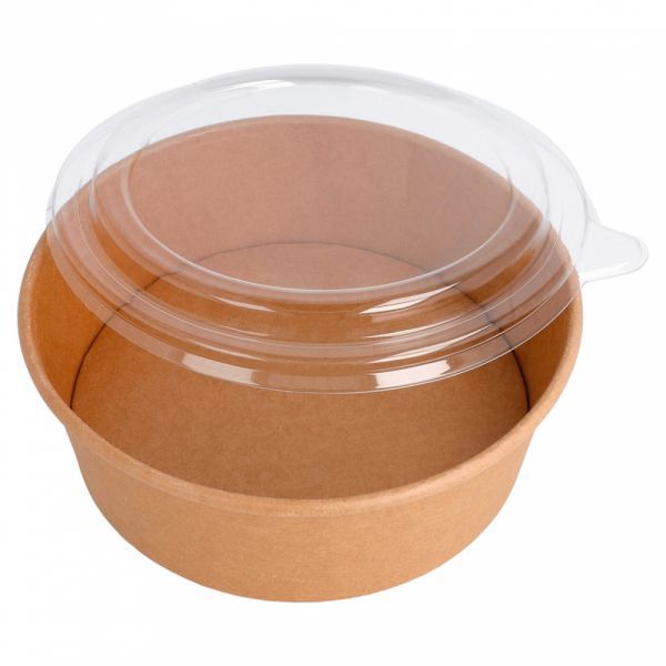 SALADEIRA + TAMPAS PET 1100 ML - CM NATURAL KRAFT - Manga 25 Unidades