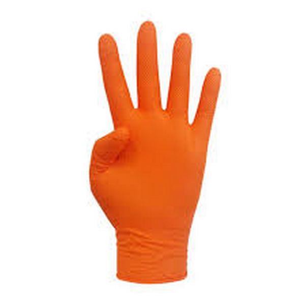  Luvas de Nitrilo Laranja, sem p�, Extra resistentes XL