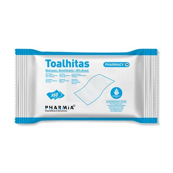 Toalhitas  Desinfetantes  30% �lcool x60 un; 17cmx20cm Cx 21 Packs