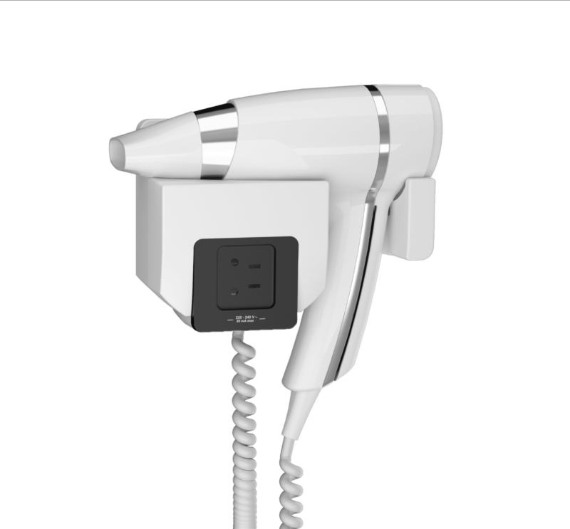 Secador de cabelo Brittony branco + suporte frontal com tomada 
