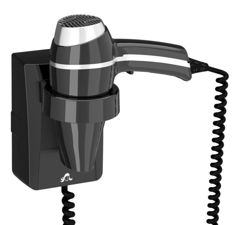 Secador de cabelo Clipper pistola preta + suporte de base, 1400 W