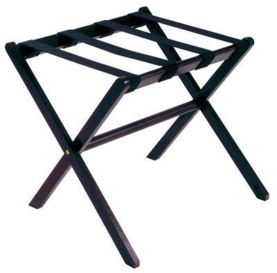 Suporte para malas em madeira, preto, com 4 cintas