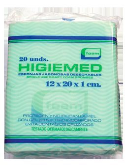 Esponjas ensaboadas descart�veis 1 Cm  HIGIEMED 12 X 20 X  1  P 20 Unidades