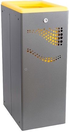 M�dulo met�lico amarelo para recolha seletiva de res�duos