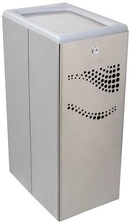 Papeleira retangular a�o inoxid�vel com tanque interno, chave e tampa basculante