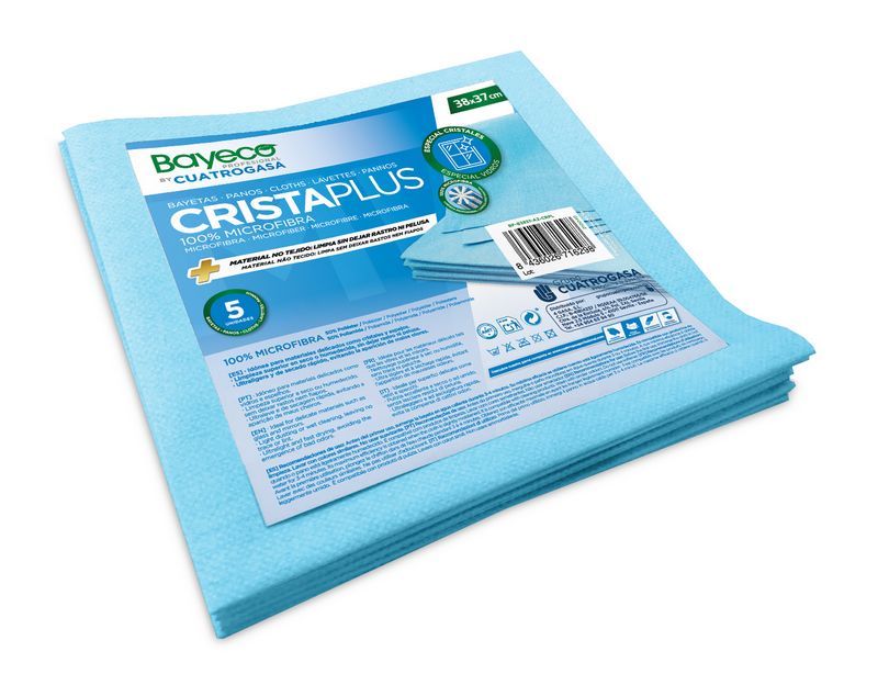 Pano Pro Cristalplus Microfibra para limpeza de vidros azul Pack 5 Und