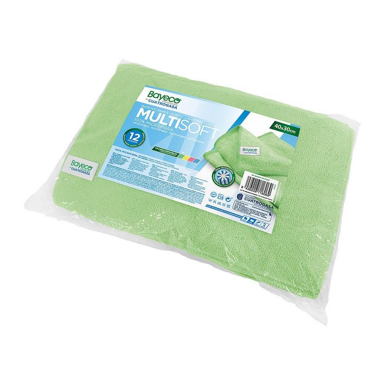 Pano De Microfibra Multiusos BAYECO PRO MULTISOFT VERDE Pack 12 Unidades