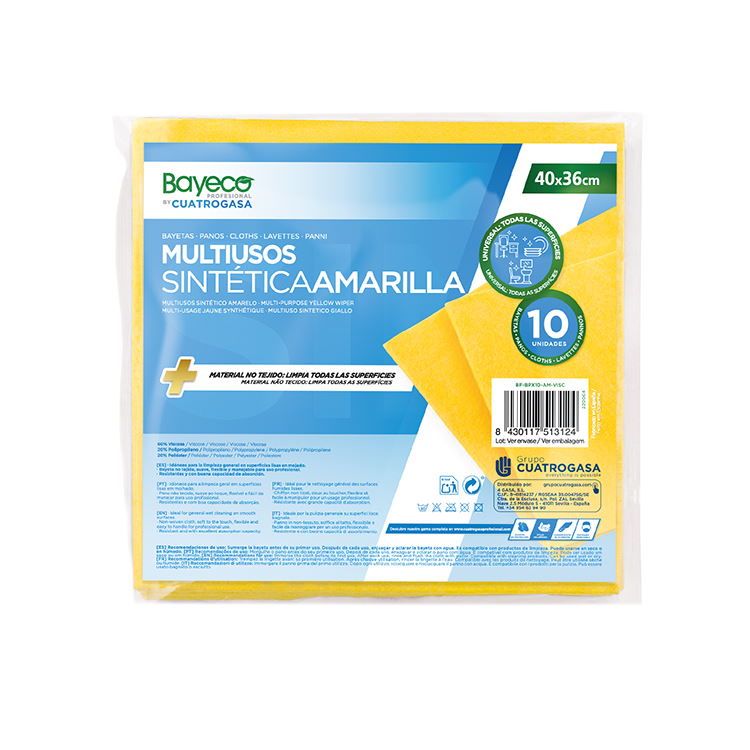 Pano Amarelo Muliusos Sint�tico 40 X 36 Cm Pack 10 Unidaades