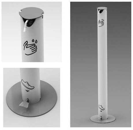 Poste Dispensador anti oxid�vel com Pedal para �lcool Gel
