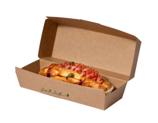 Caixa Kraft  P/HOT DOG / Panini  XL 26 X 12 X 7 Cm 50 Unidades 