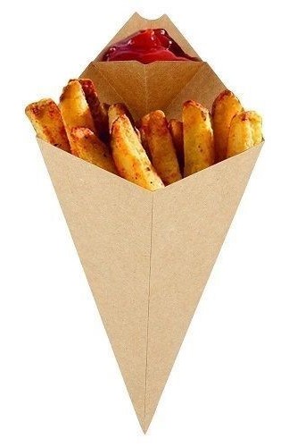 Cone De Cart�o Kraft com Suporte para Molho 16,5x19,5cm Pack 50 Unidades