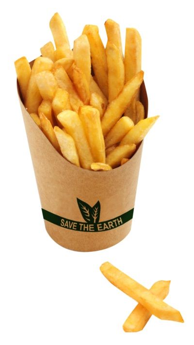 Caixa / Copo p/batata Frita  Kraft 12 OZ -   90 x 60 x 60/120 mm.            Pacote 50 unidades