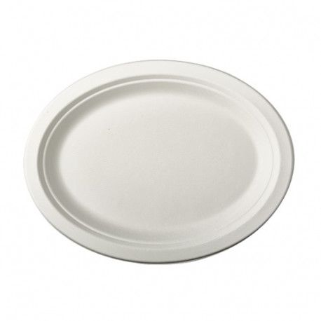 Prato Oval Bio Branco Cana de a�ucar 258x193x20mm- Manga 50 unidades