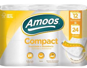 Papel Higi�nico 2 Folhas AMOOS Compacto 32 Metros 12 rolos Pack x 8 Sacos = Embalagem 96 Unidades 