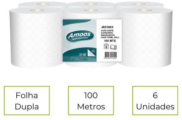 Papel Toalha de M�o Auto-corte Cativo  Amoos - 100 mt (6 Rolos) 