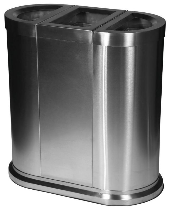 Esta��o TRI selectivo preto prateado com 3 caixas interiores a�o  galvanizado