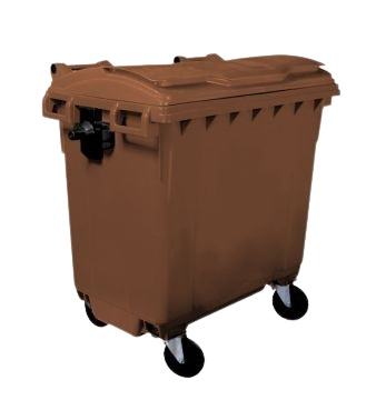 Contentor 770 L, 4 rodas, 1370x780x1365 mm, castanho