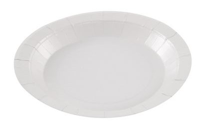 Prato de Cart�o Redondo 18 cm  em Cor branco 50 Uds.