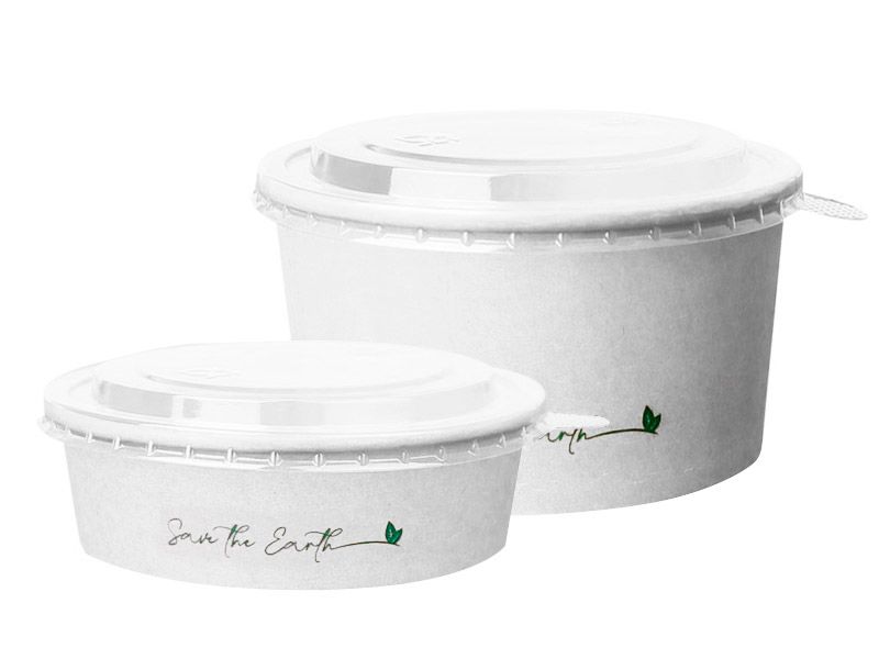 Saladeira +Tampa rPET 1000 Ml  KRAFT Branco  Manga  25  Unidades