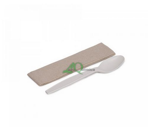 Pack Colher de ch� + Guardanapo + Kraft BIO - Amido de Milho 18 cm 