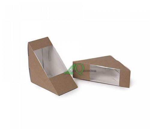Caixa Triangular, Cart�o, KRAFT com Janela  123MM X 123MM X 52MMPack 50 Unidades 
