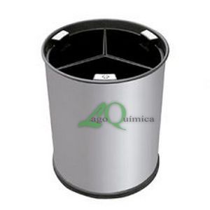  Papeleira Selectiva redonda em Inox SATINADO c/ cubos PRETOS