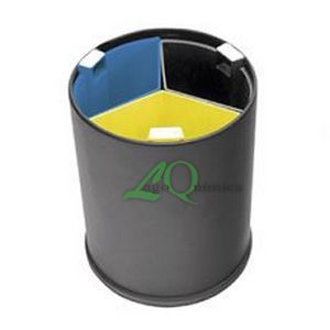  Papeleira Selectiva redonda PRETA c/ cubos COLORIDOS