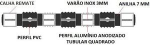 Tapete alum�nio tubular quadrado estriado 15x15x1.5mm  Alum�nio:   Cor Natural PRE�O M2 