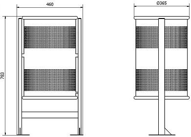 Papeleira circular pintada perfurada com p�