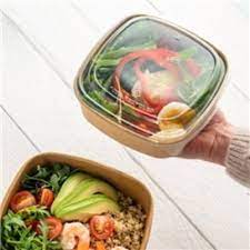 Embalagem em cart�o Kraft quadrada 650 ML + Tampa PET pack 25 Unidades